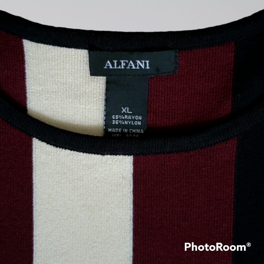 Alfani Sleeveless Sweater Womens XL Alfani Sweater XL Maroon Cream Black - Picture 5 of 10